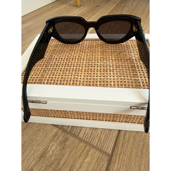 Gucci Black Cat-Eye Sunglasses with Gold Double G main image 8